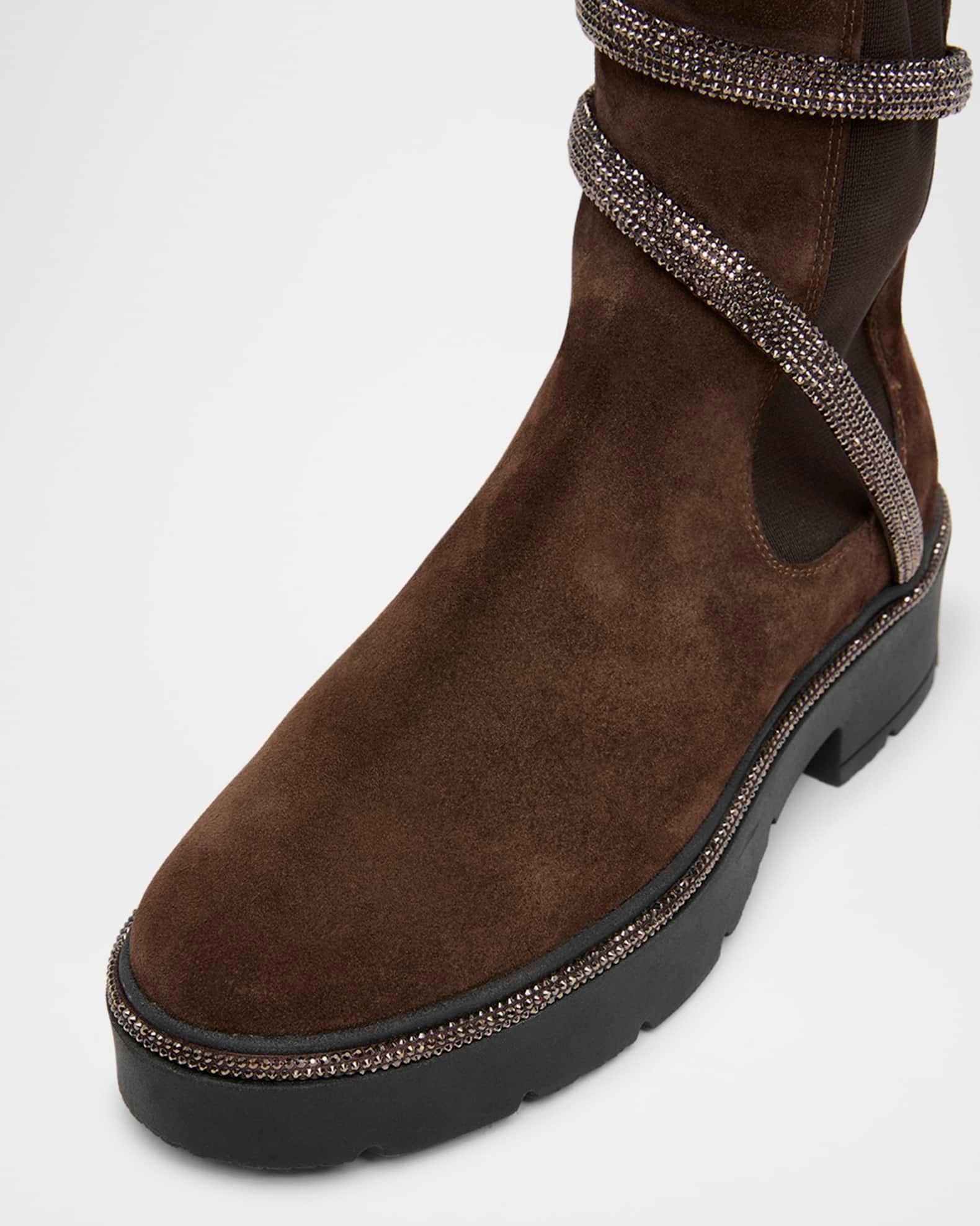 Cleo Suede Strass Snake Combat Boots  Product Image