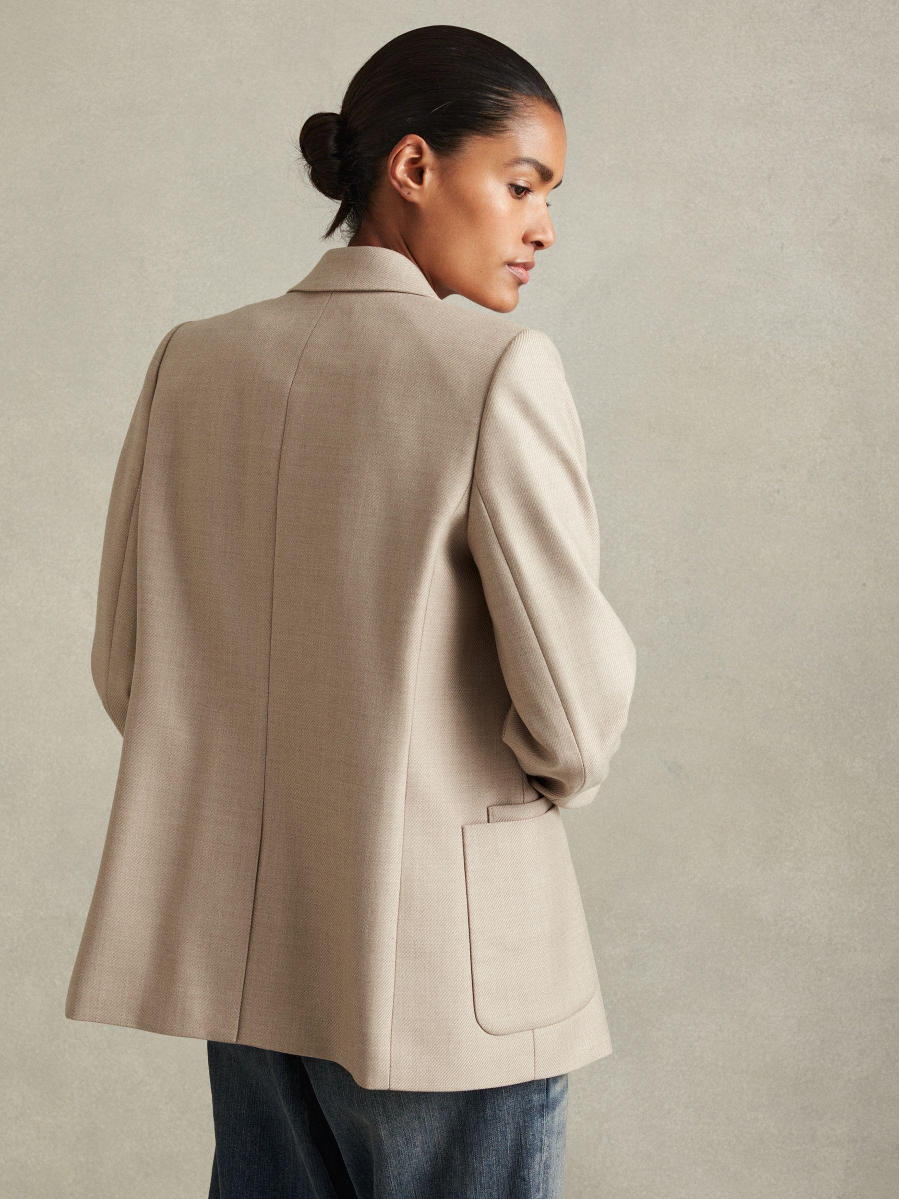 Wool Blend Double Breasted Blazer in Neutral Product Image