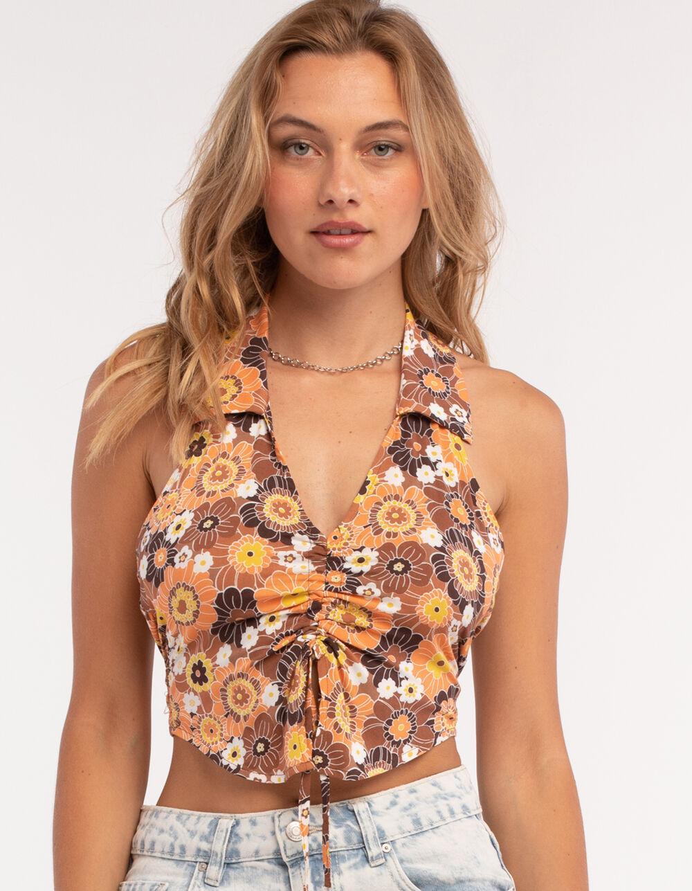 RSQ Womens Collared Cinch Front Halter Top - MULTI Product Image