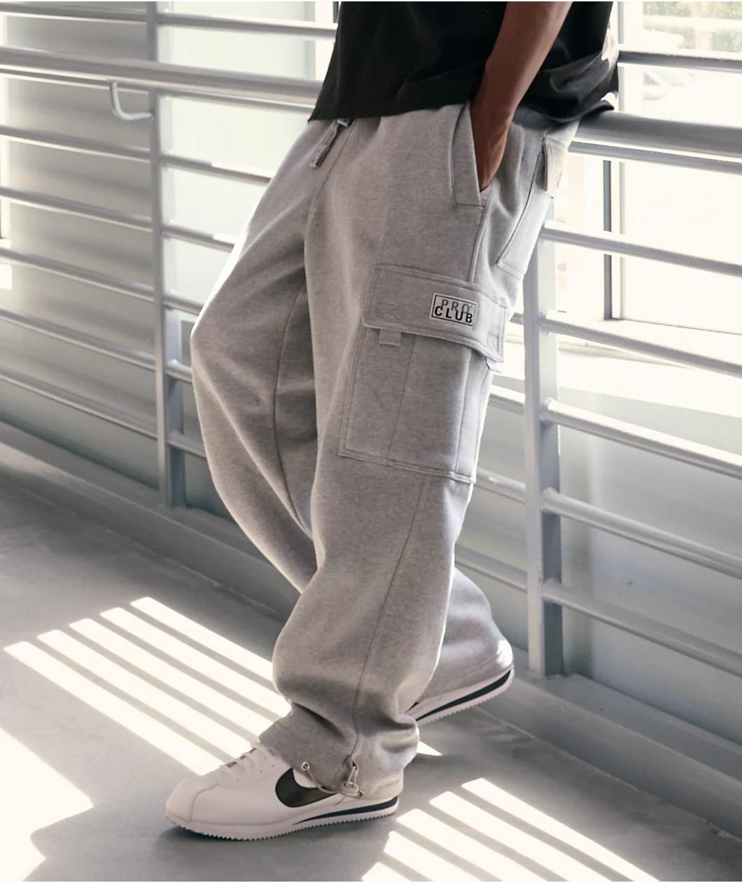 Pro Club Grey Cargo Sweatpants Product Image