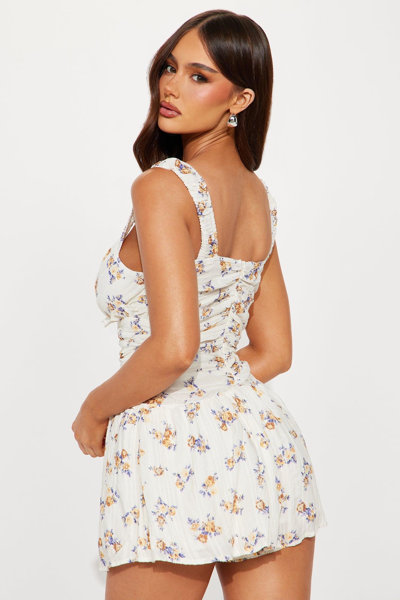 Justine Jacquard Floral Romper - Cream/combo Product Image