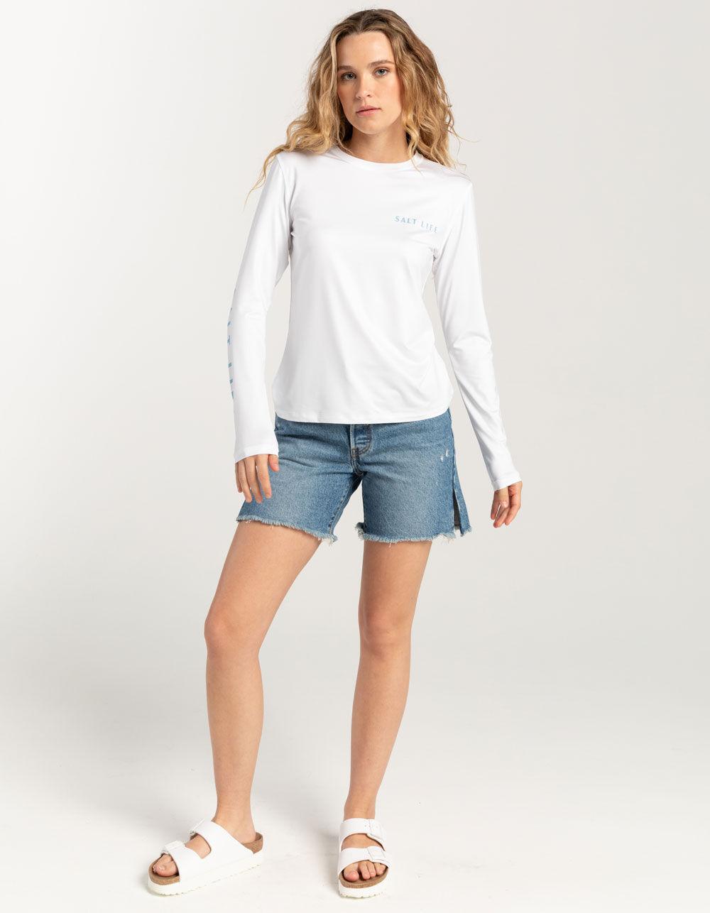 SALT LIFE Jungle Breeze Womens Long Sleeve Performance Tee - WHITE Product Image