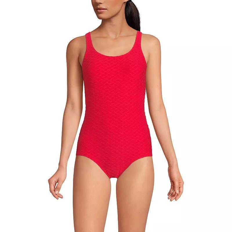 Women's Lands' End Scoop Neck Tugless One-Piece Swimsuit, Size: 2, Electric Blue Product Image