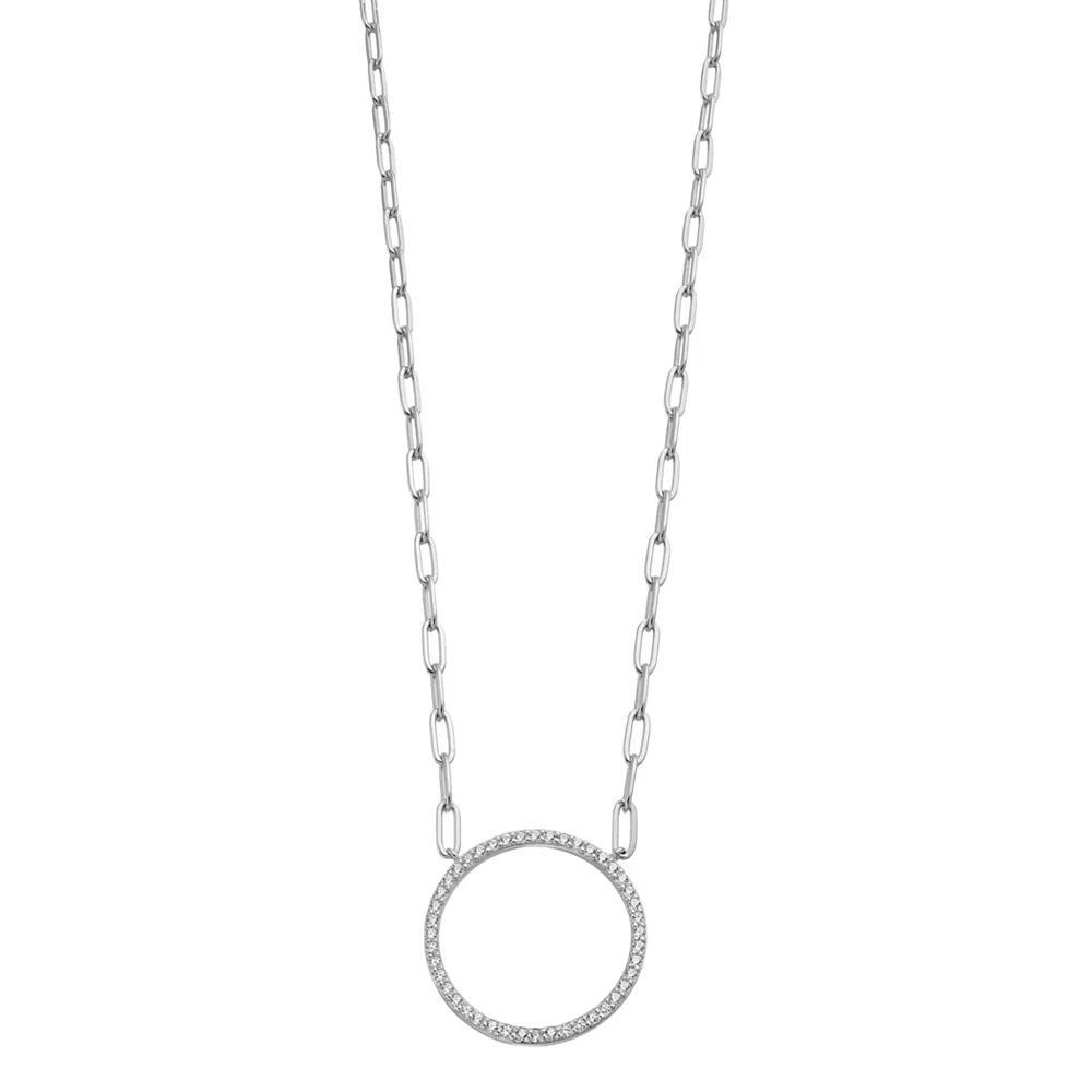 Rosabella Sterling Silver Cubic Zirconia Open Circle Pendant Necklace, Women's, Size: 18" Product Image