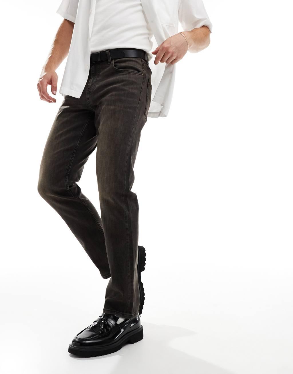ASOS DESIGN slim jeans in washed black with brown tint Product Image