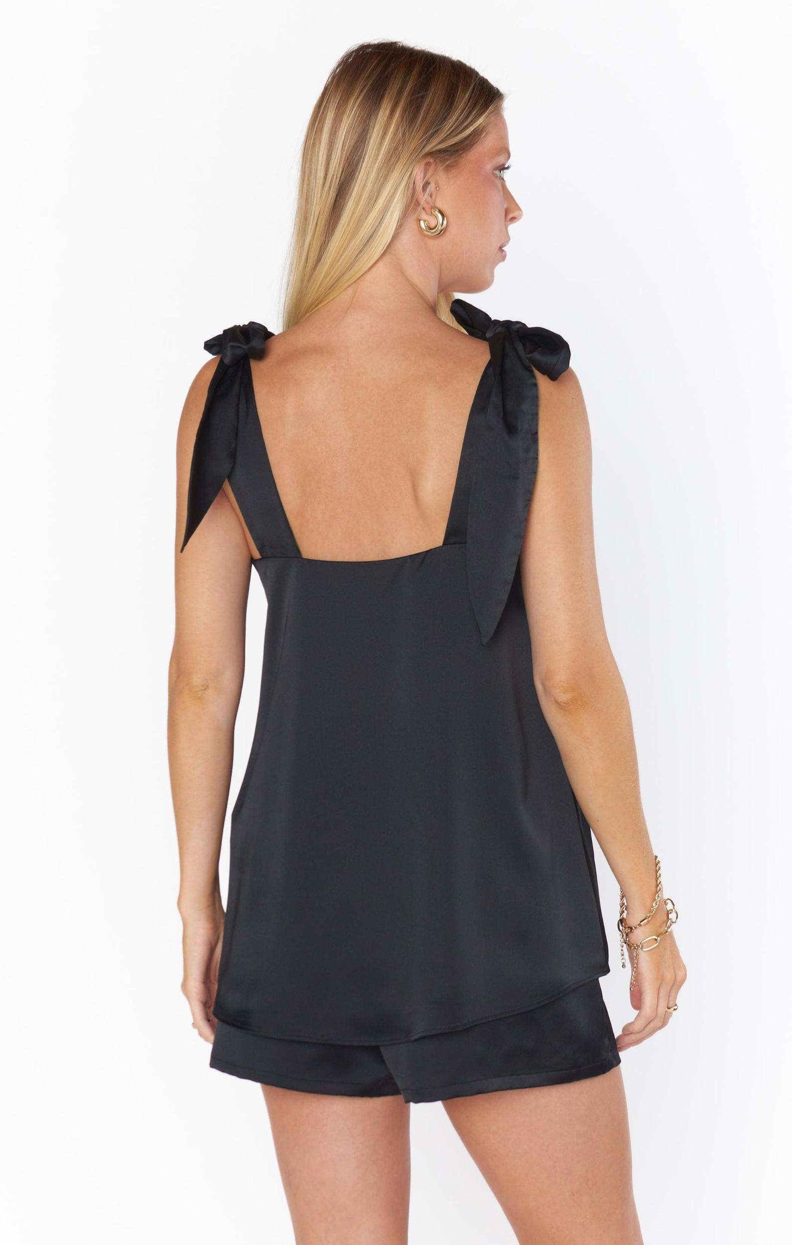 Glam Time Shorts ~ Black Luxe Satin Product Image