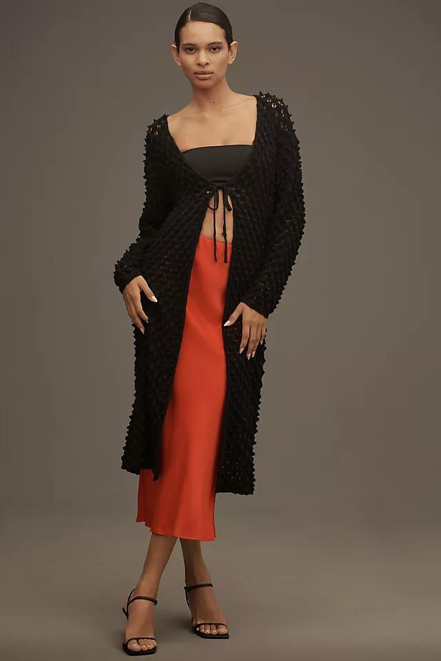 Maeve Long Front-Tie Popcorn Cardigan Product Image
