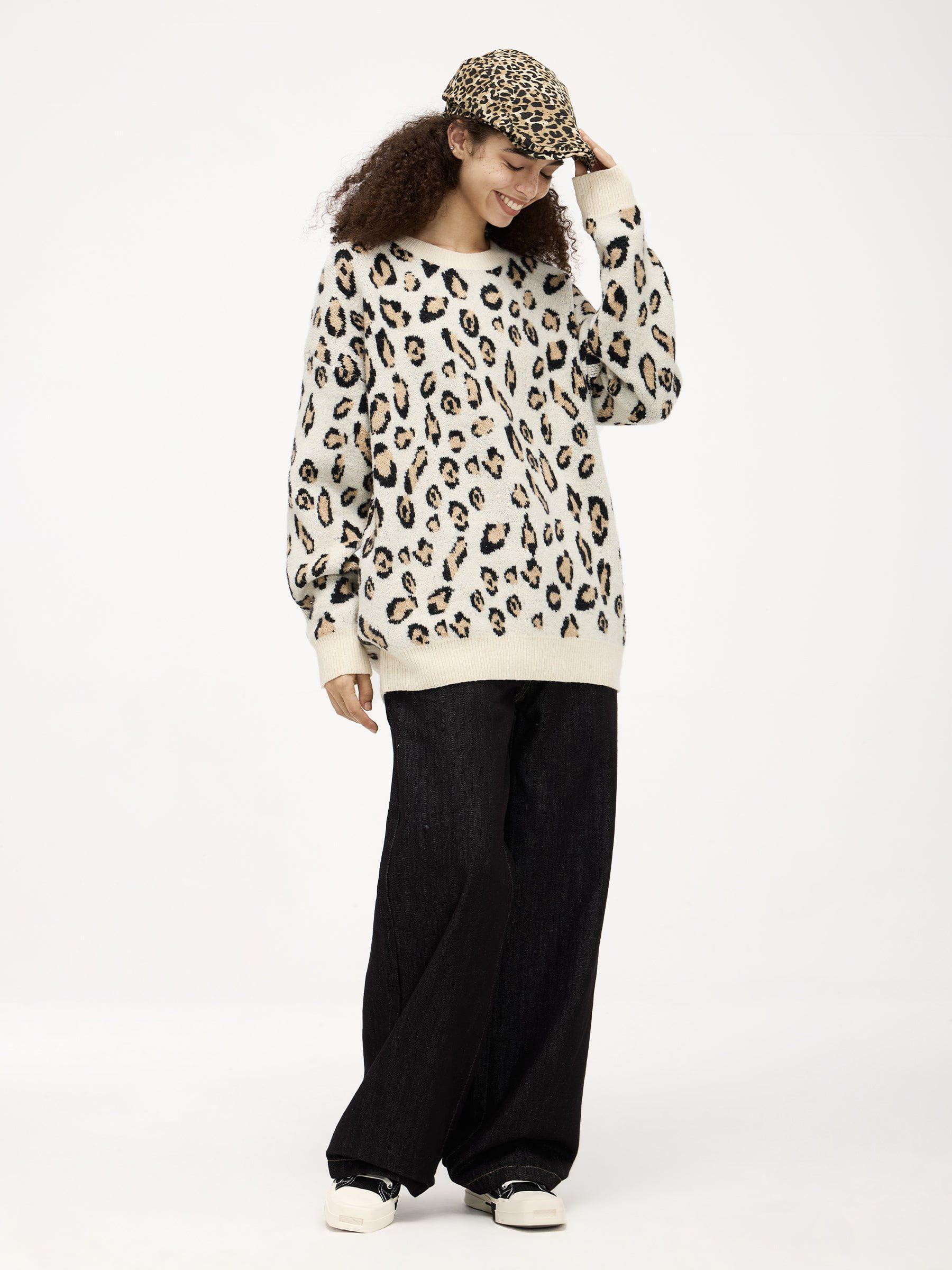 Aelfric Eden Apricot Leopard Print Sweater Product Image