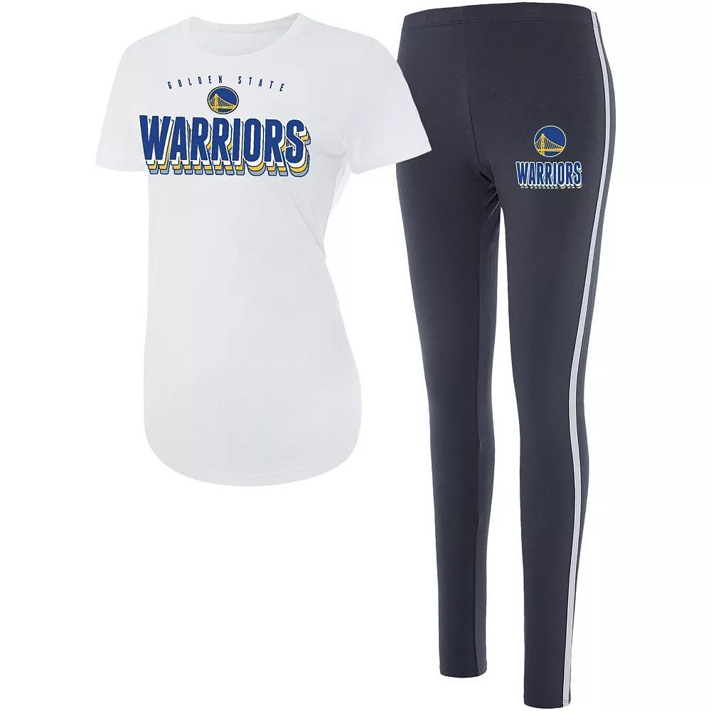 Women's Concepts Sport White/Charcoal Golden State Warriors Sonata T-Shirt & Leggings Sleep Set, Size: Small Product Image