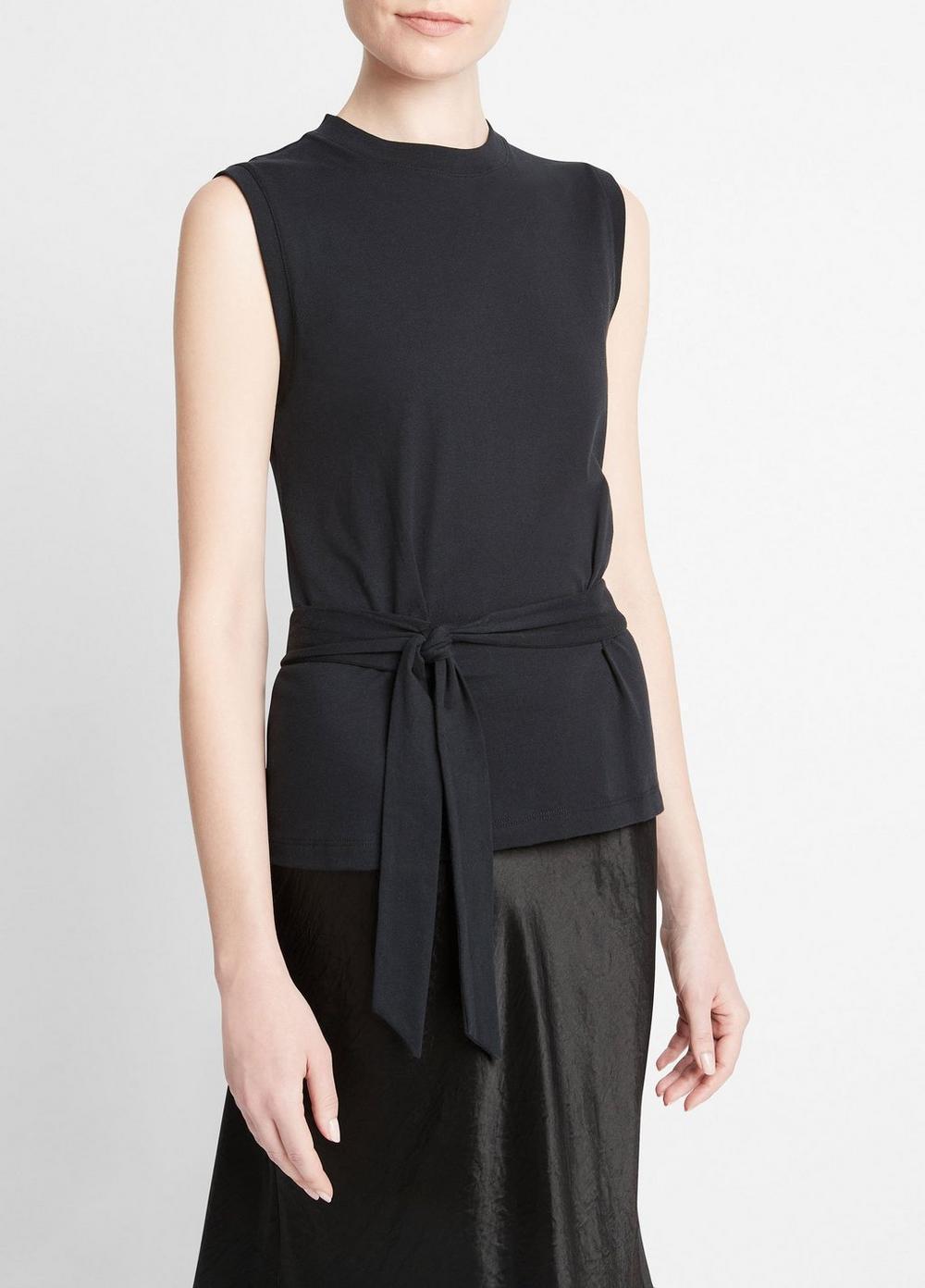 Womens Cotton Sleeveless Wrap Top, Optic White, Size S Vince Product Image
