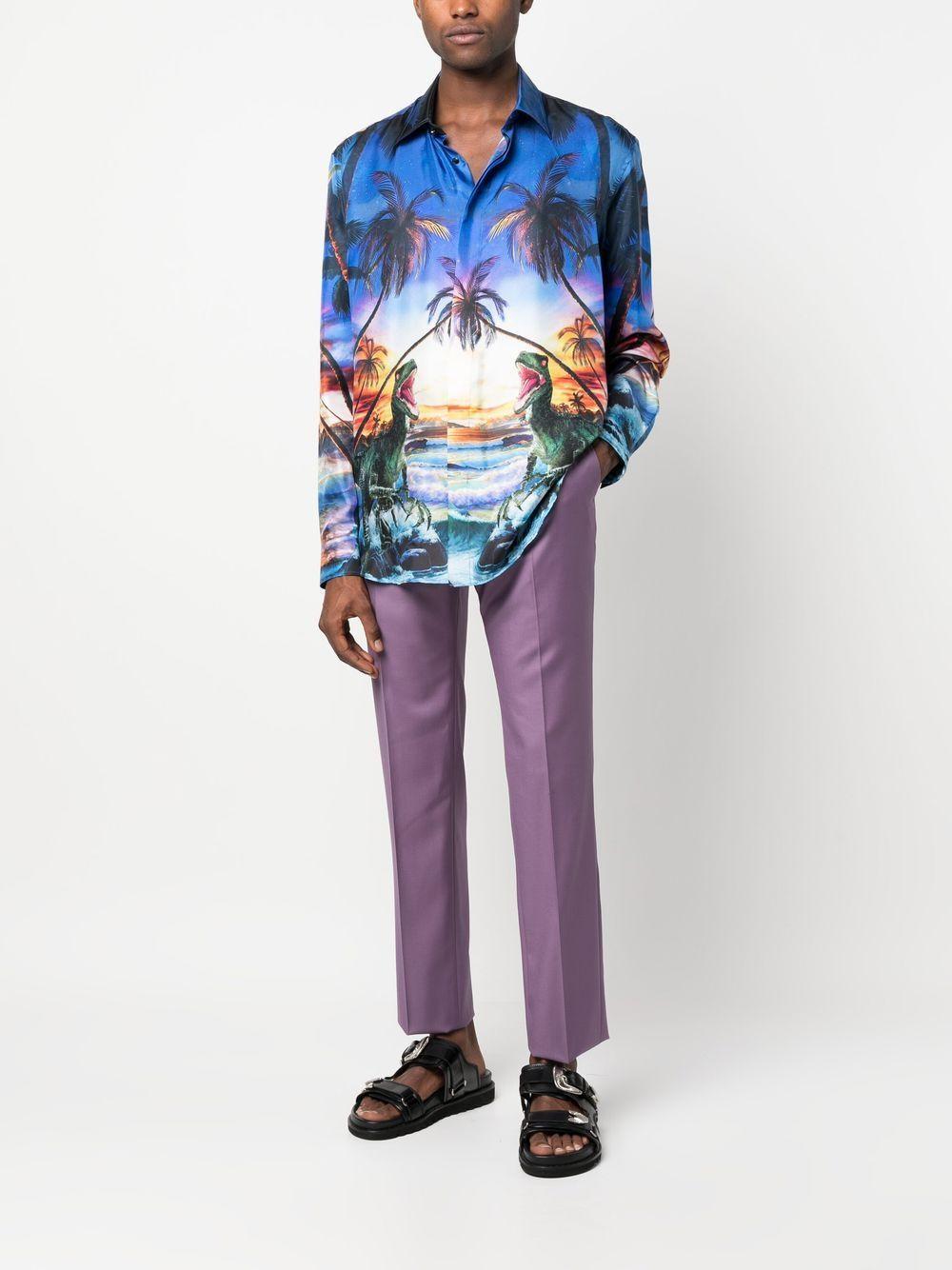PHILIPP PLEIN Hawaii Printed Shirt In Blue Product Image