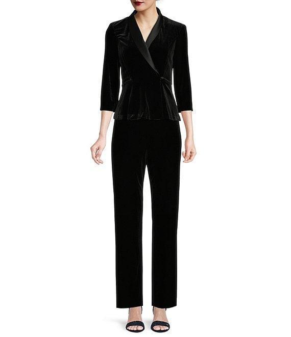 Alex Evenings Petite Size Stretch Velvet Slim Leg Pants Product Image