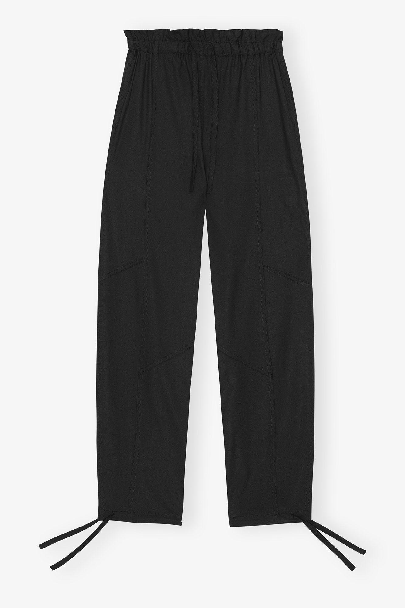 Black Drapey Melange Elasticated Waist Pants Product Image