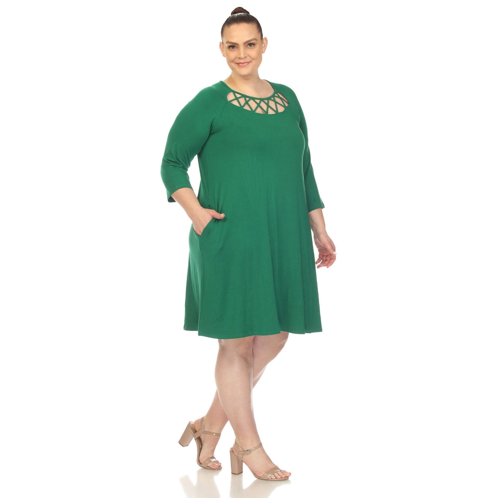 Criss Cross Neckline Swing Midi Dress - Plus Product Image