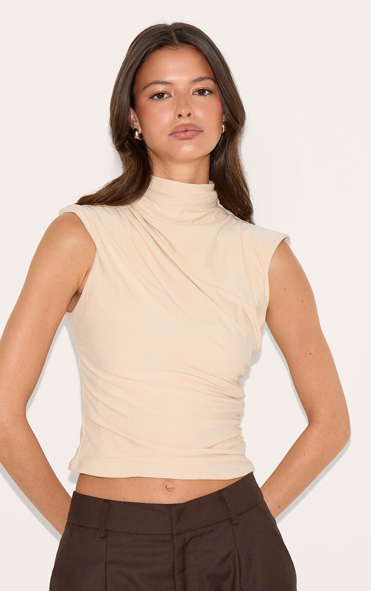  Stone Soft Touch Ruched Detail Long Top Product Image