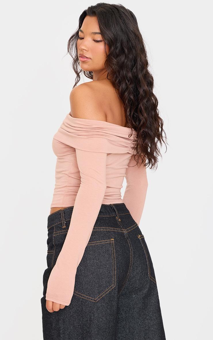 Stone Contour Jersey Ruched Foldover Bardot Crop Top Product Image