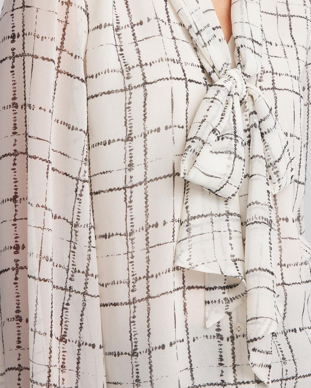 Plaid Tie Bow Blouse Product Image