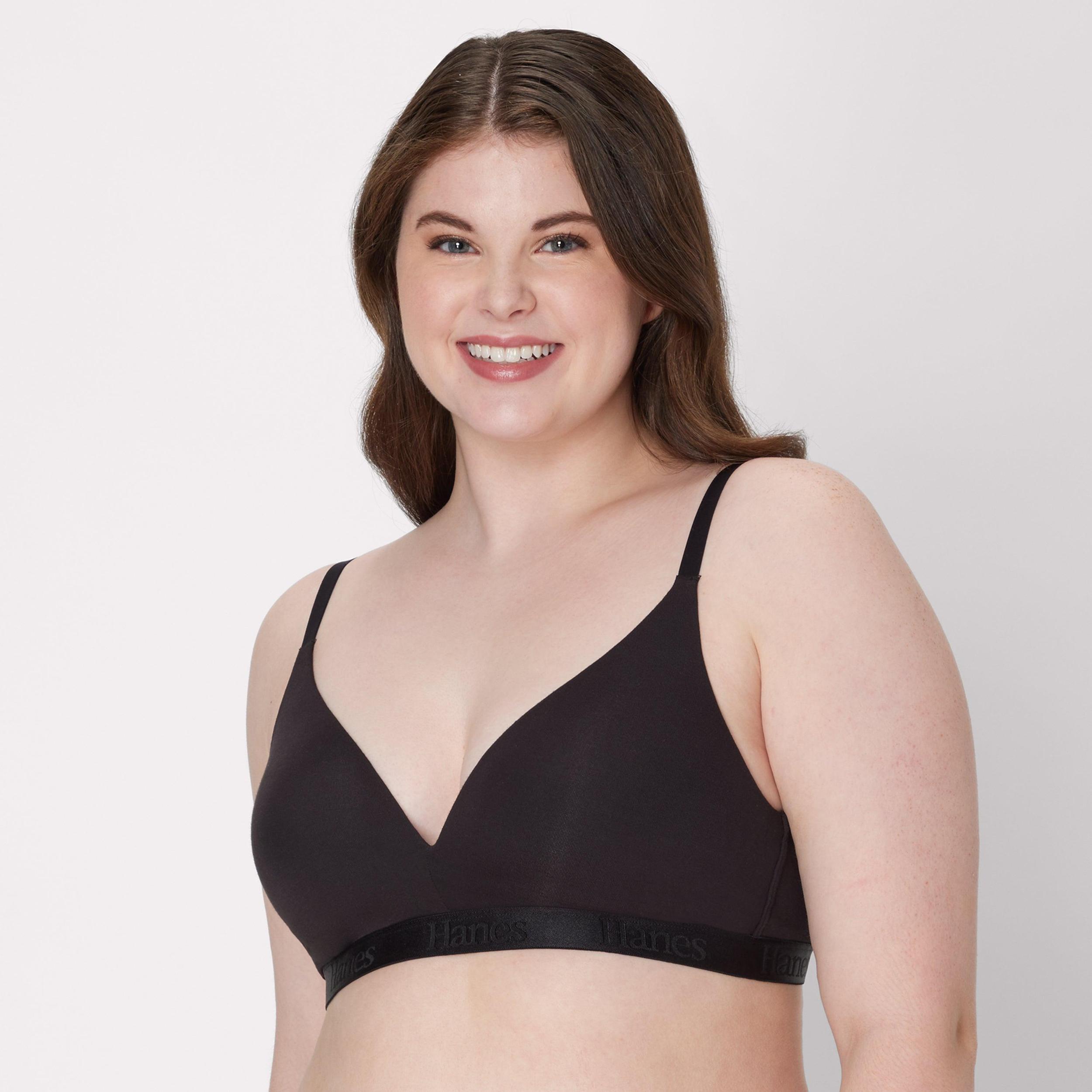 Hanes Originals Womens SuperSoft Contour T-Shirt Bra Black M Product Image