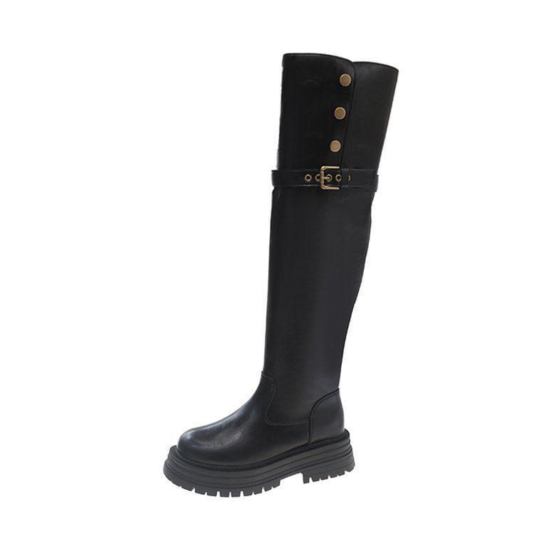 Platform Plain Tall Boots Product Image