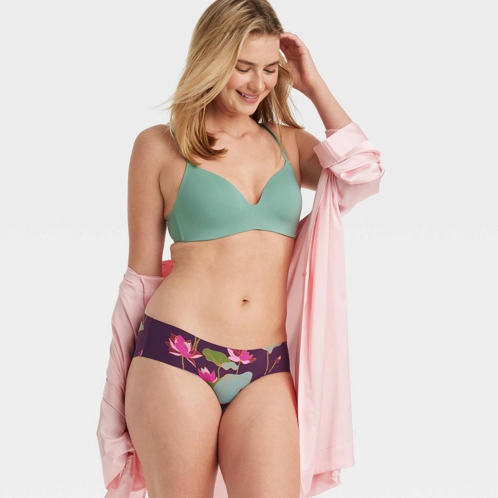 Womens Floral Print Invisible Edge Hipster Underwear - Auden Purple Waterlily Floral XL Product Image