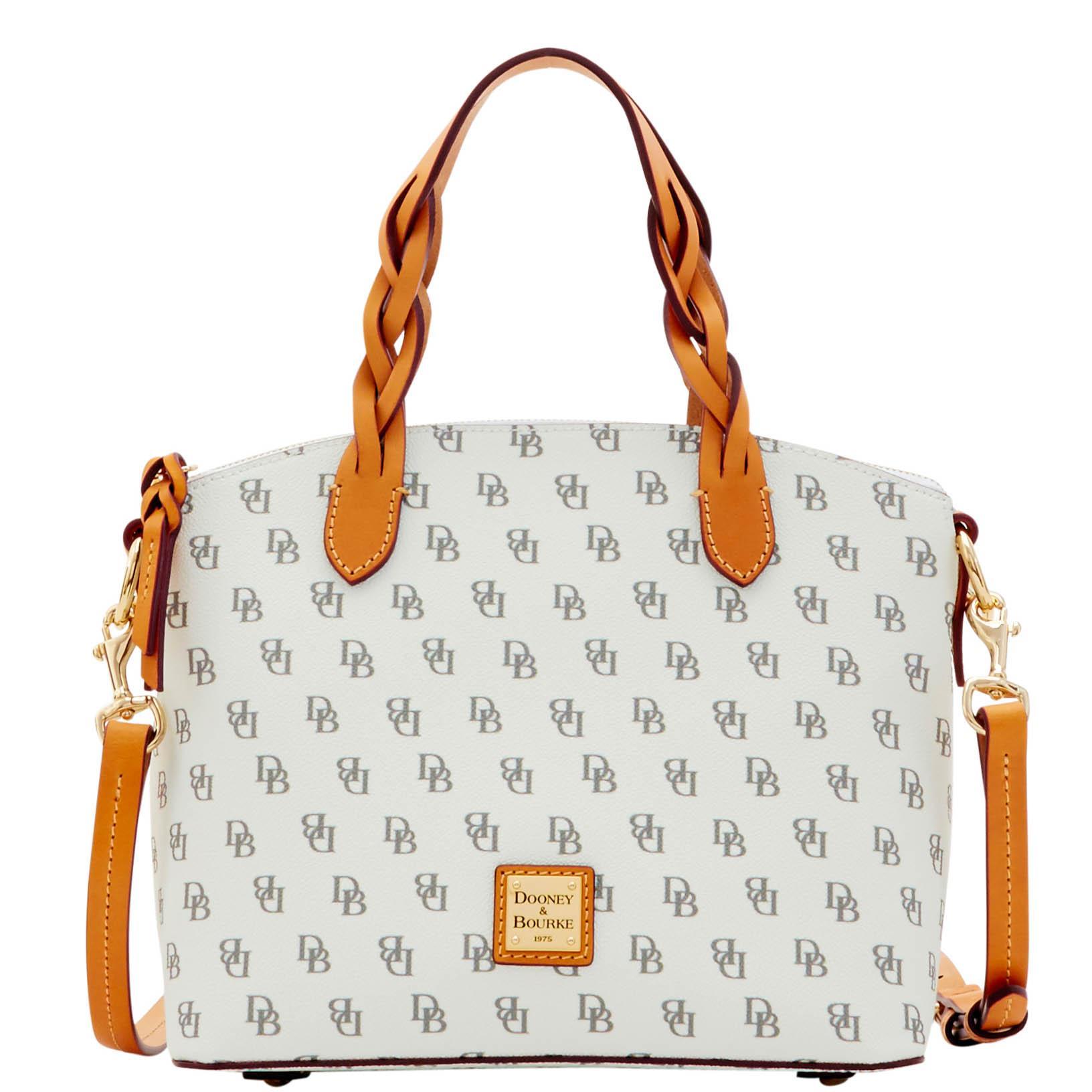 Dooney & Bourke Womens Blakely Small Celeste Coated Cotton Satchel Bag in Bone Product Image