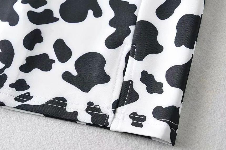 Cow Print Slit Mini Pencil Skirt Product Image