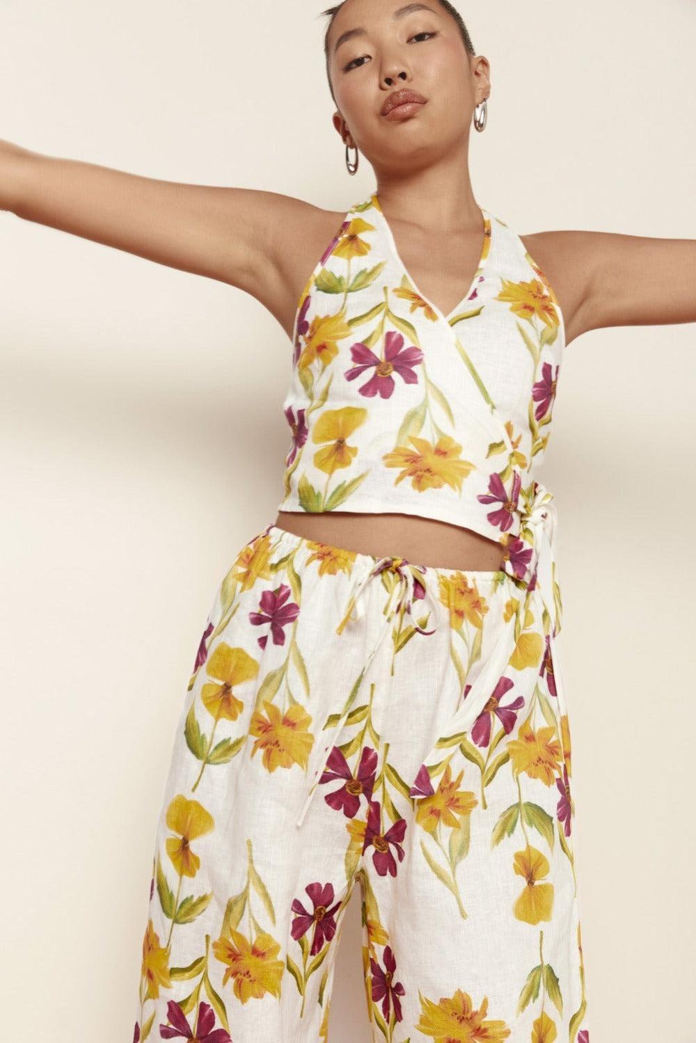 Celia Linen Top Flora Product Image