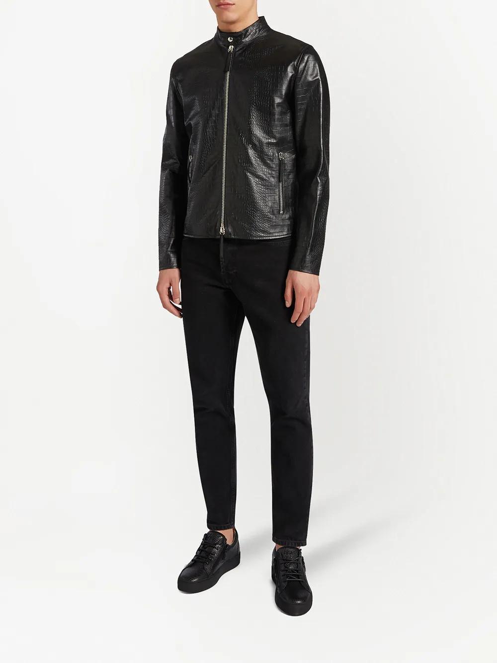 snakeskin effect leather jacket  Product Image