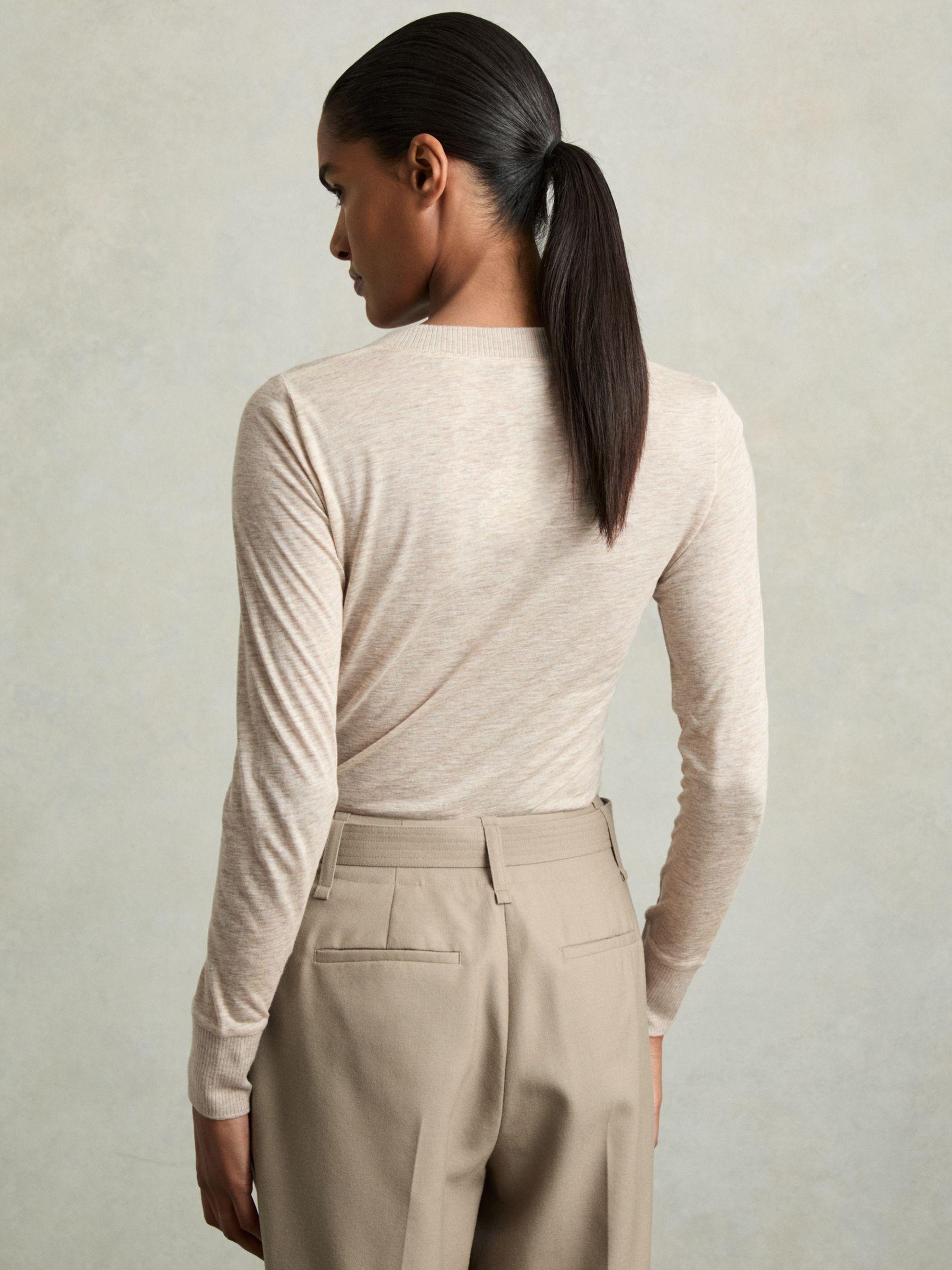 Lyocell-Wool Marled V-Neck Top in Stone Product Image