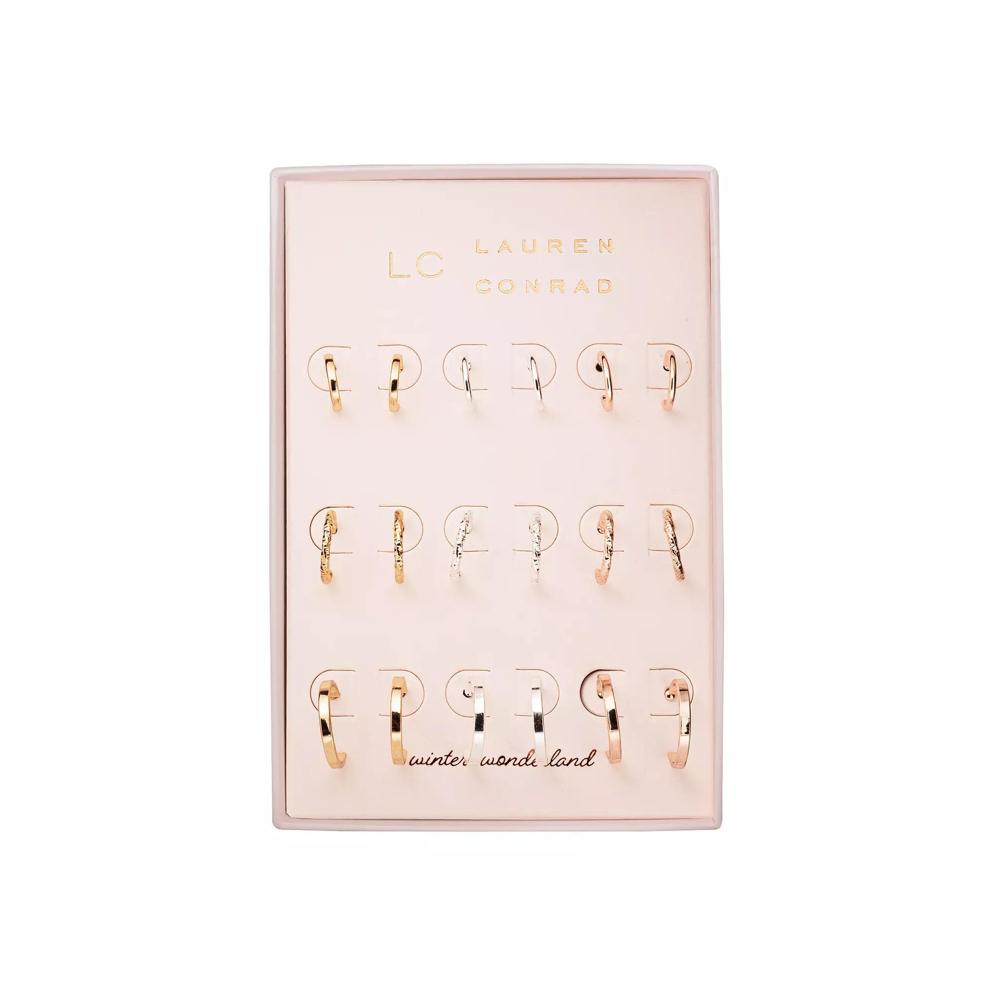 LC Lauren Conrad 9 Pair Hoop Earring Set, Womens, Tone Product Image