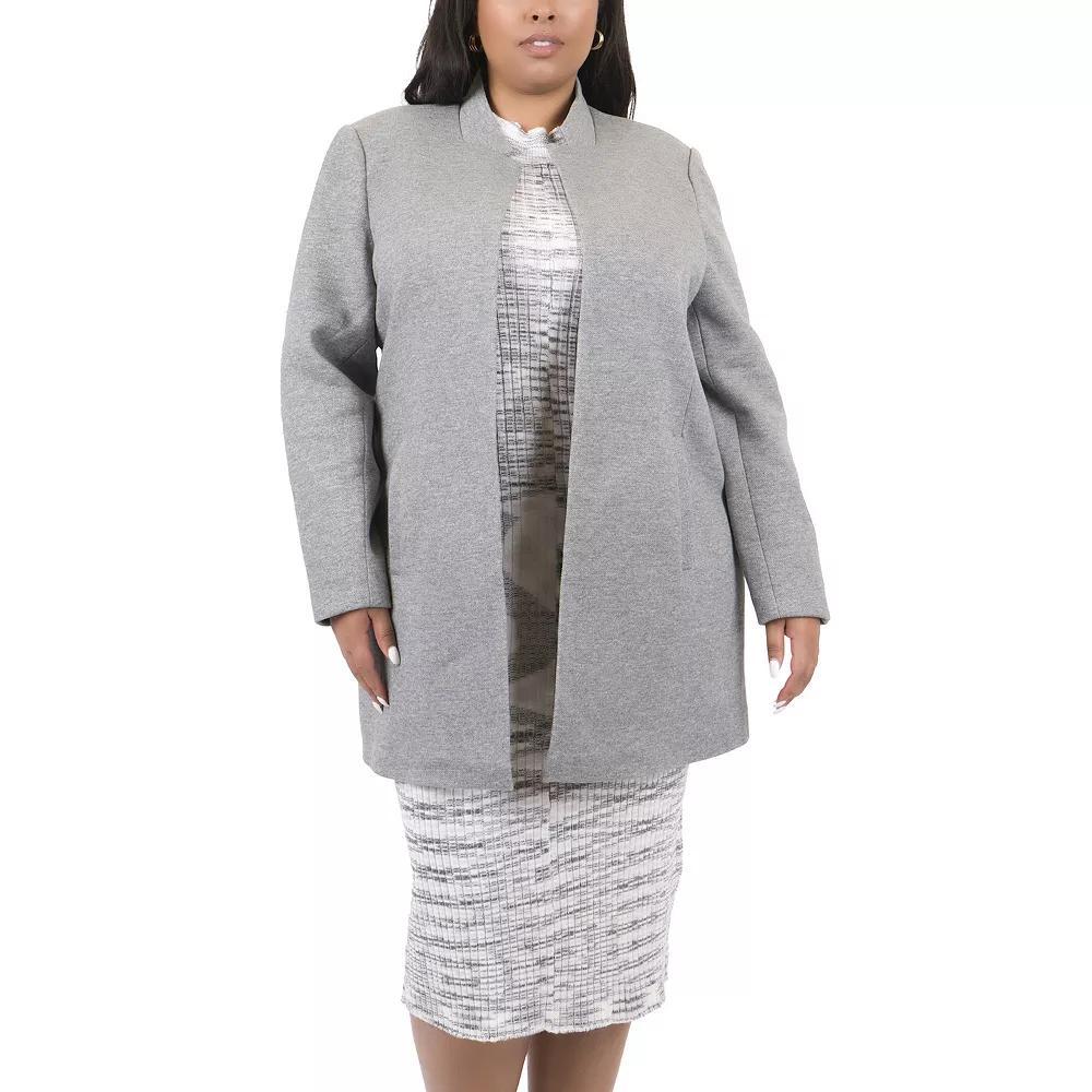 Plus Size MO-KA Knit Open Jacket, Women's, Size: 1XL, Grey Gray Product Image