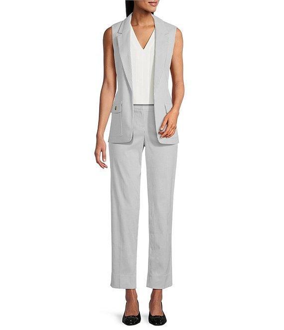 Kasper Pinstripe Elastic Back Straight Leg Pants Product Image