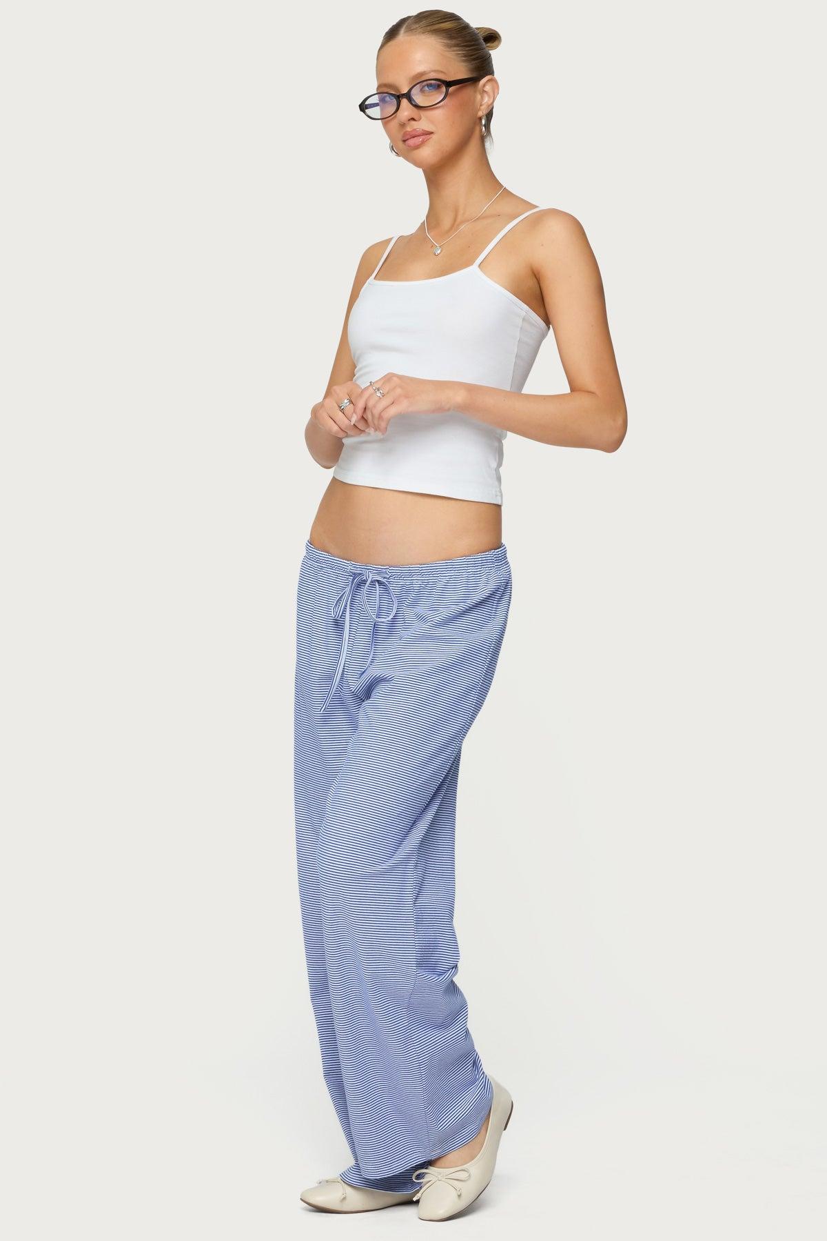 Petite Olivia Striped Loose Fit Pants Product Image
