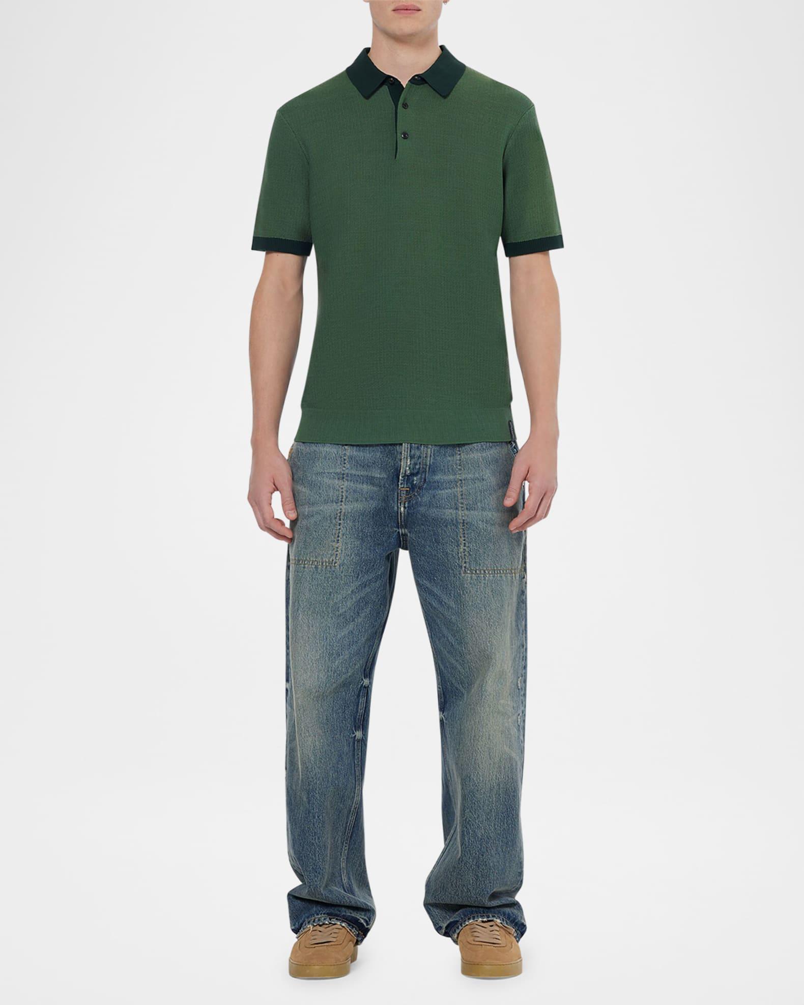 Men's Structured Cotton Knit Polo Shirt Product Image