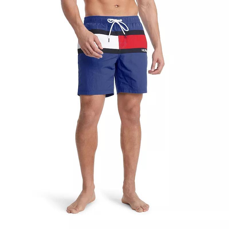 Men's Tommy Hilfiger 7" Flag Swim Trunks, Size: Medium, Red Product Image