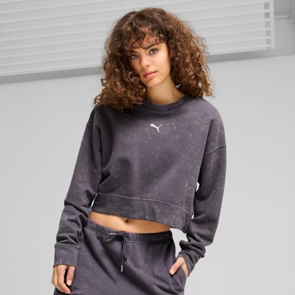 PUMA DARE TO Relaxed Washed Crew Women in Galactic Grey Product Image