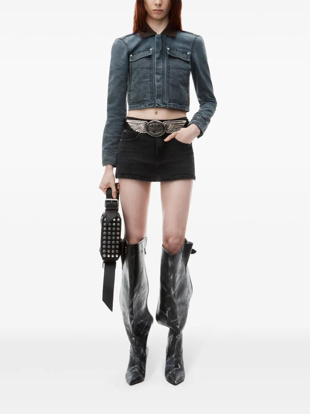 mid-rise denim skort Product Image