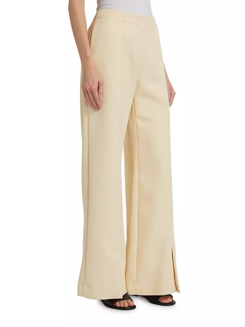 Wool Twill Split-Hem Straight-Leg Pants Product Image
