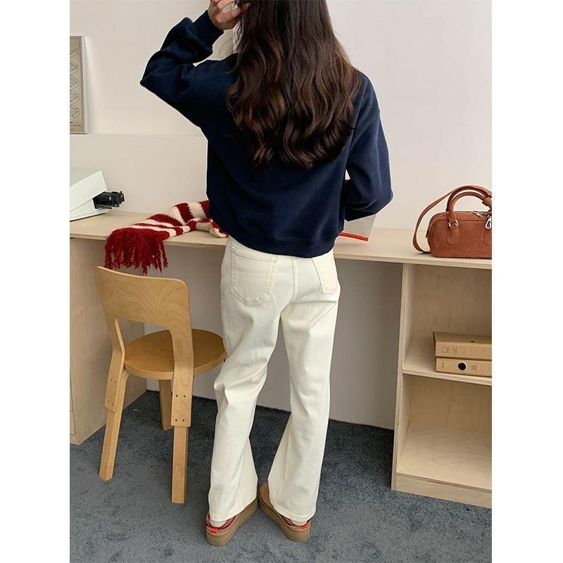Round Neck Duck Patterned Fleece-Lined Sweatshirt Product Image