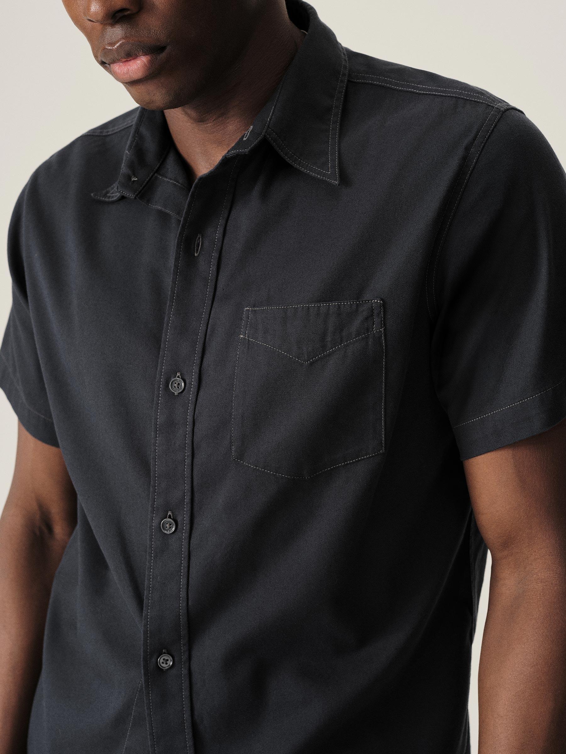 Dress Navy Draped Twill S/S One Pocket Shirt Product Image