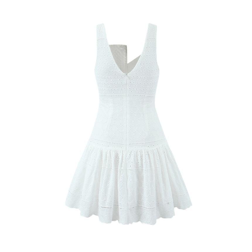 Sleeveless Square Neck Plain Mini A-Line Dress Product Image