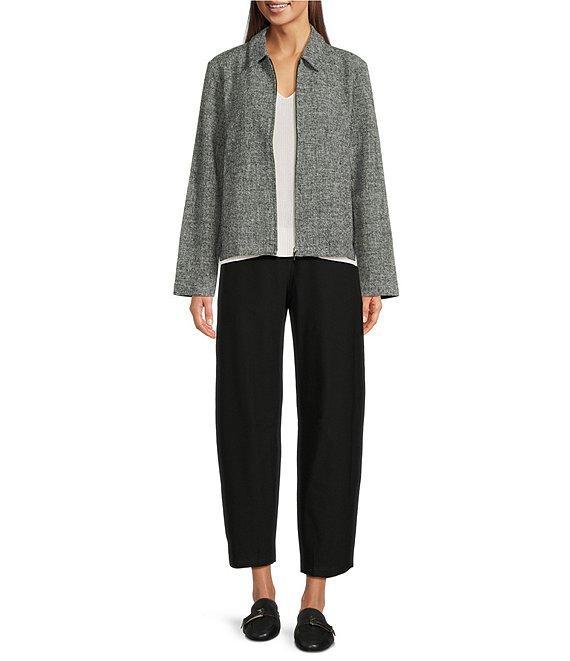 Eileen Fisher Organic Cotton Blend Tweed Point Collar Long Sleeve Jacket Product Image