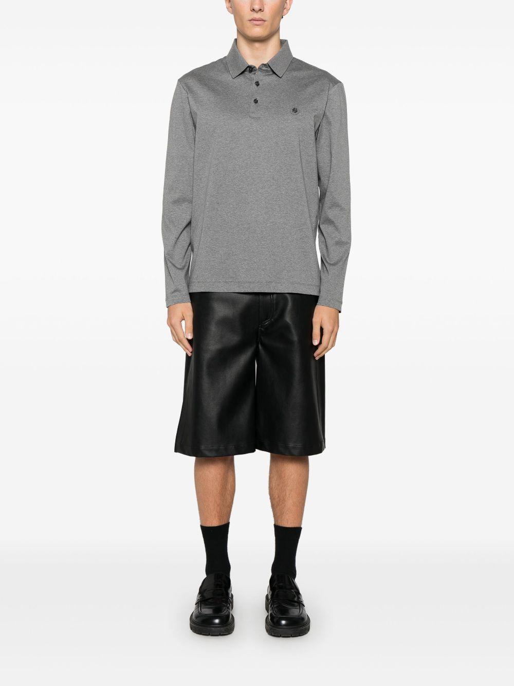 HUGO BOSS Logo-plaque Polo Shirt In Gray Product Image