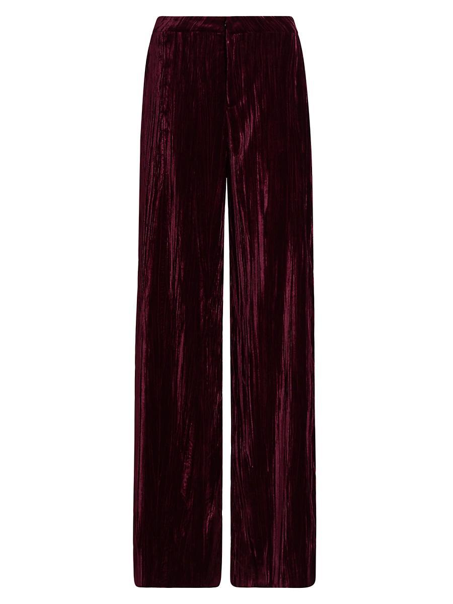 Womens Livvy Velvet High-Rise Straight-Leg Pants Product Image