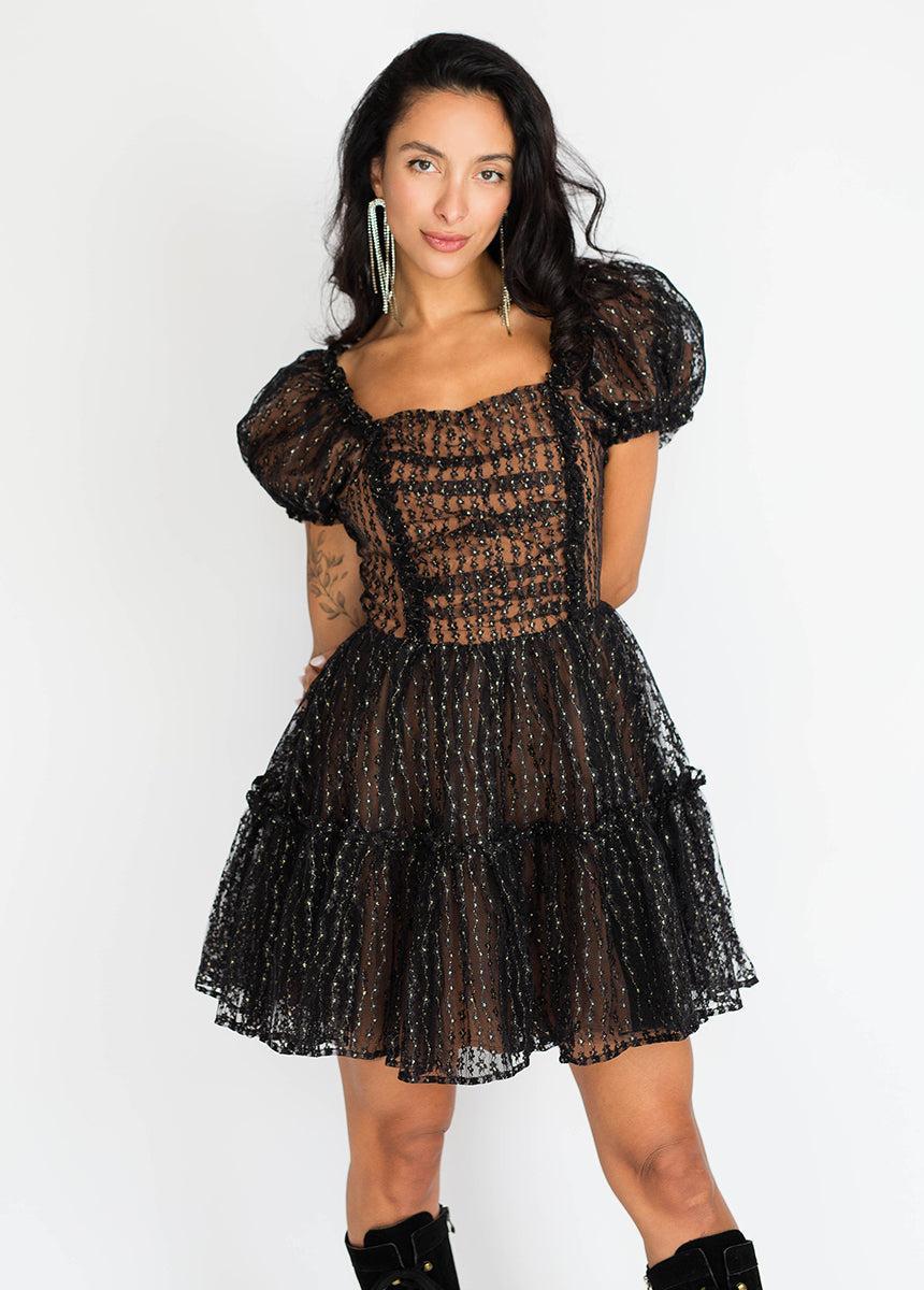 Perla Dress in Black Gold Female Product Image