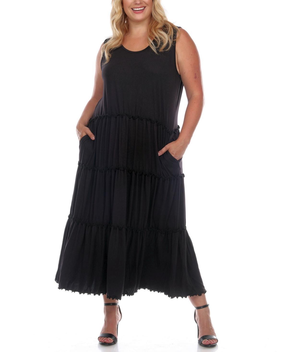 White Mark Plus Size Scoop Neck Tiered Midi Dress Product Image