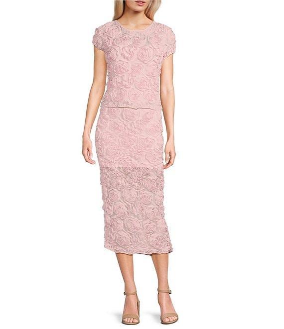 Evolutionary Rosette Printed Mid Rise Coordinating Midi Skirt Product Image