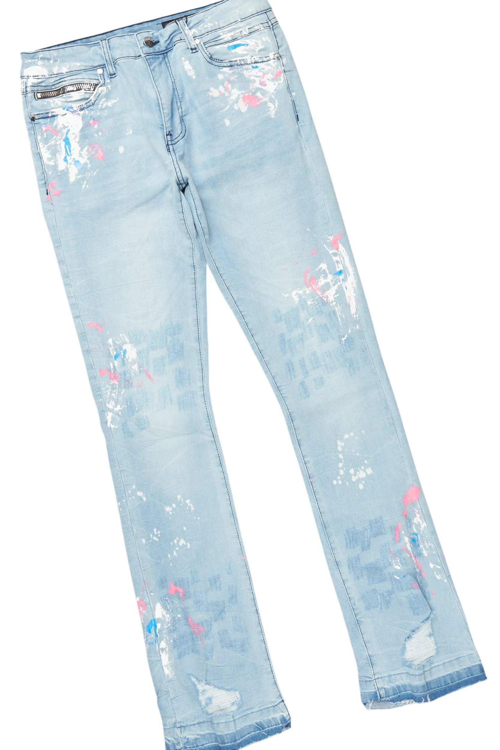 Beno White Long Sleeve/Stacked Flare Jean Set Male Product Image