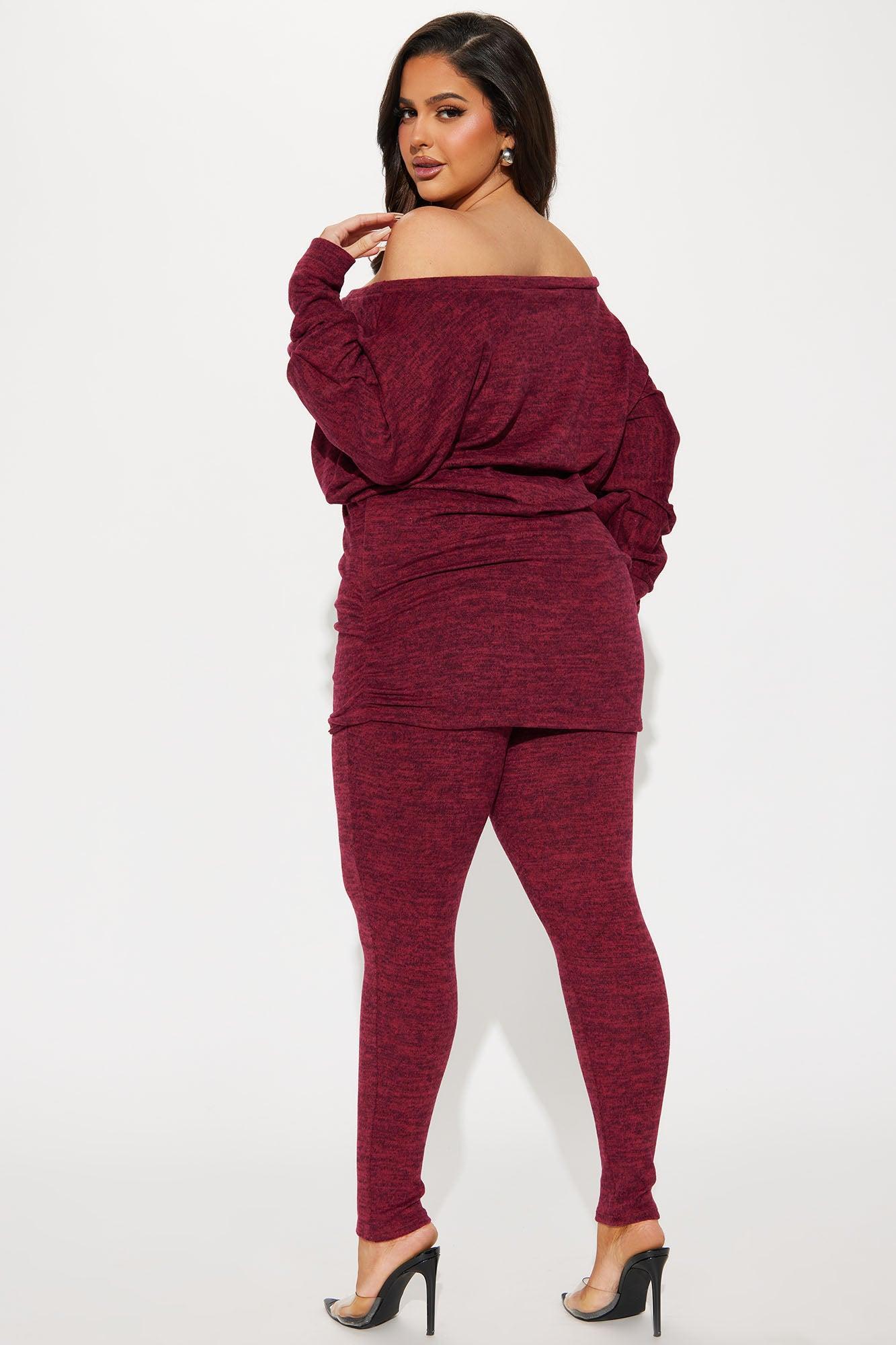 Cassandra Cozy Legging Set - Burgundy Female Product Image