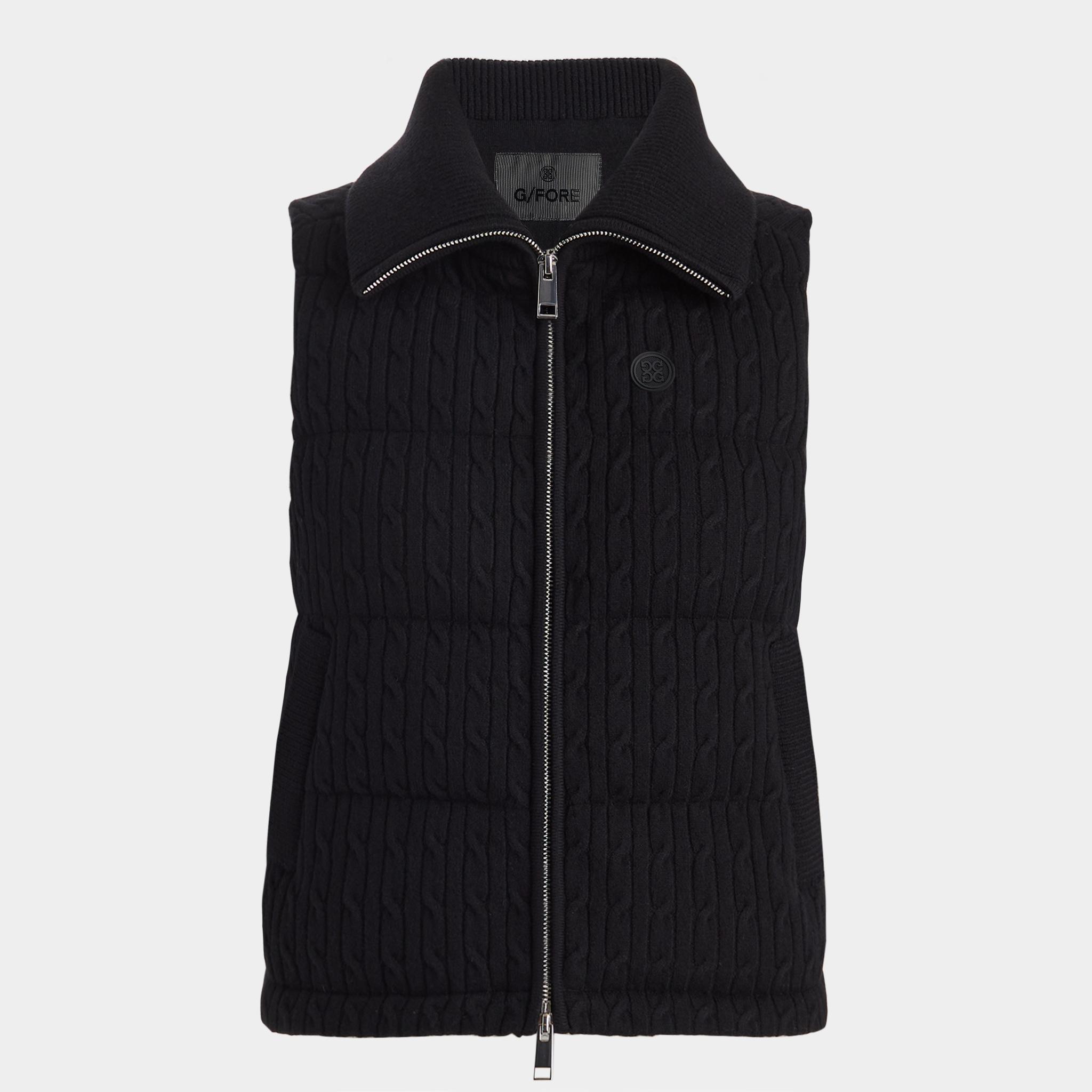 CABLE KNIT WOOL BLEND DOWN PUFFER VEST Product Image